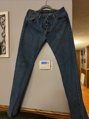 Levi's 501 Men's Straight Jeans in Dark Blue Denim